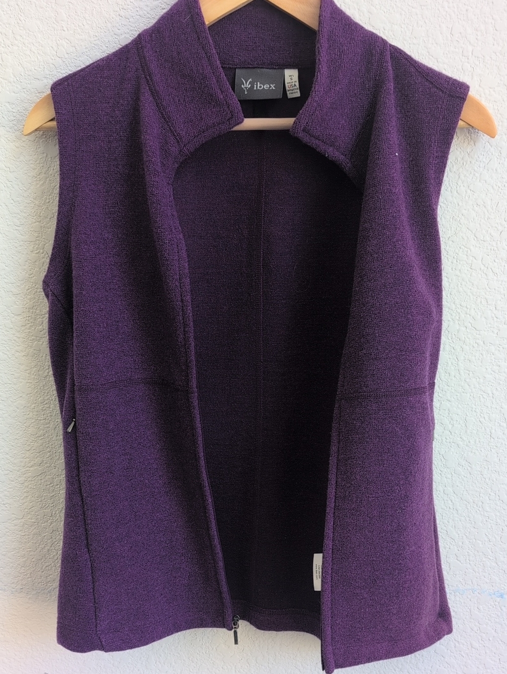 ibex Plum Purple Wool-Blend Zip Vest